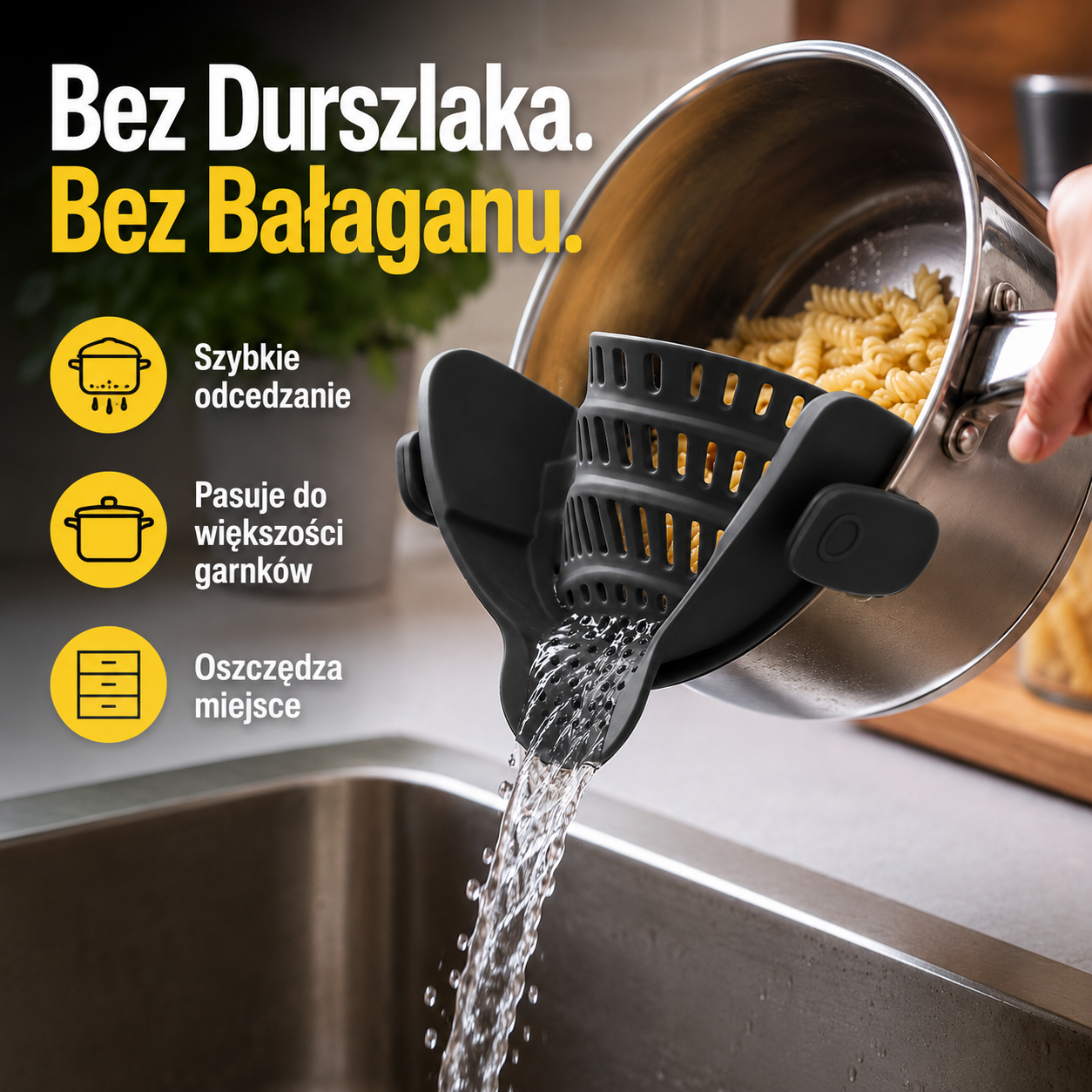 SitkoClip™ – Bez Durszlaka, Bez Bałaganu